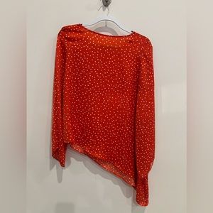ELLEN TRACY BLOUSE HIGH/LOW HEM DEEP ORANGE
